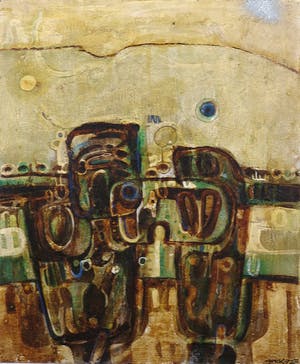 Jack Harden - Gemengde techniek op board, Gedreven ontdekking - Ingelijst kopen? Bied vanaf 50!