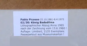 Pablo Picasso - Koning Badadilma - Lithographische afdruk uit 1965 drukgesigneerd kopen? Bied vanaf 85!