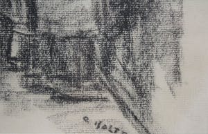 Cor Noltee - Houtskooltekening op papier - "Figuren in een wachtruimte" kopen? Bied vanaf 195!