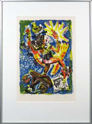 Jorg Immendorff - Litho, The Rake I - Ingelijst verkocht voor € 50!