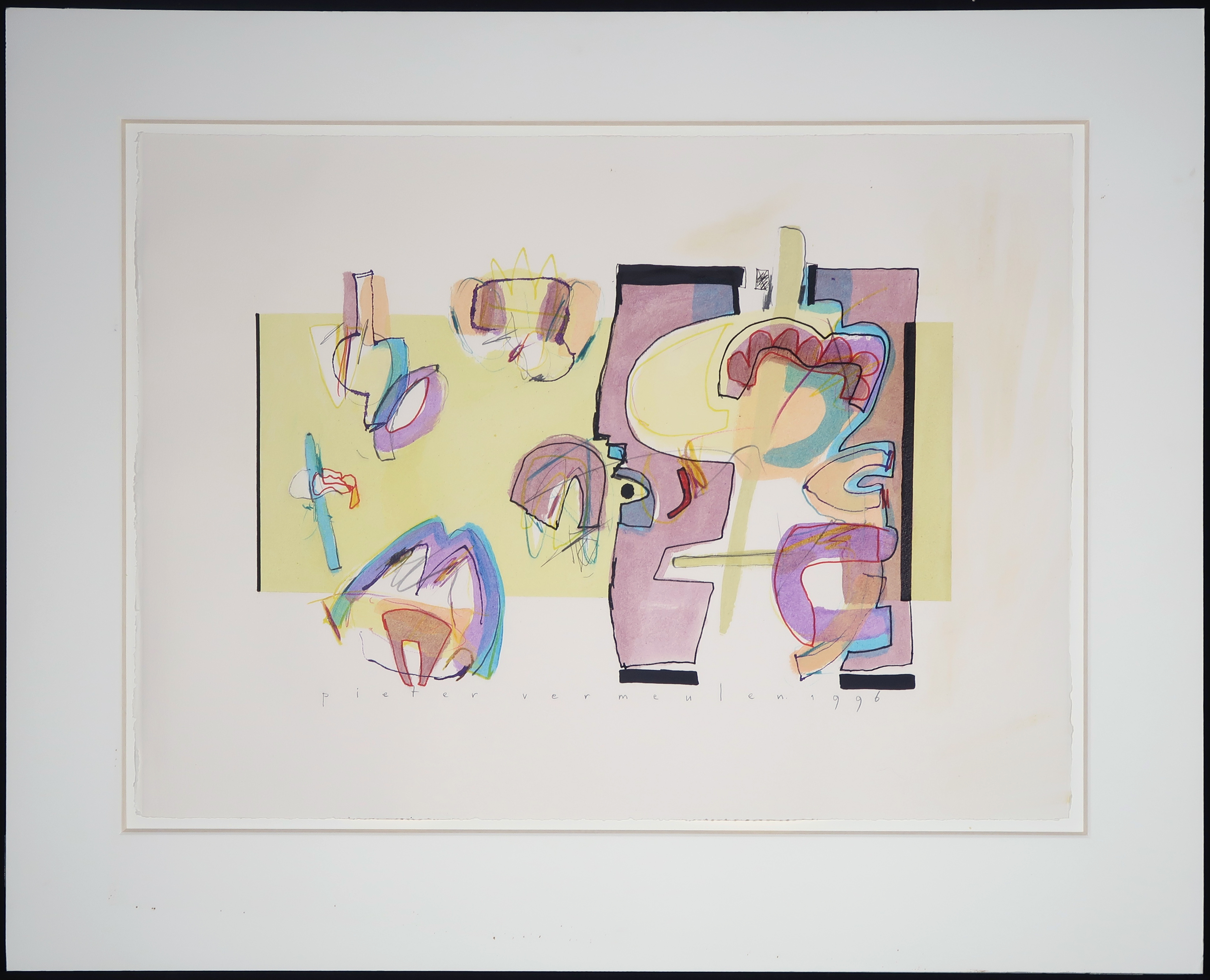 Pieter Vermeulen - Gemengde techniek op papier, Zonder titel kopen? Bied vanaf 1!