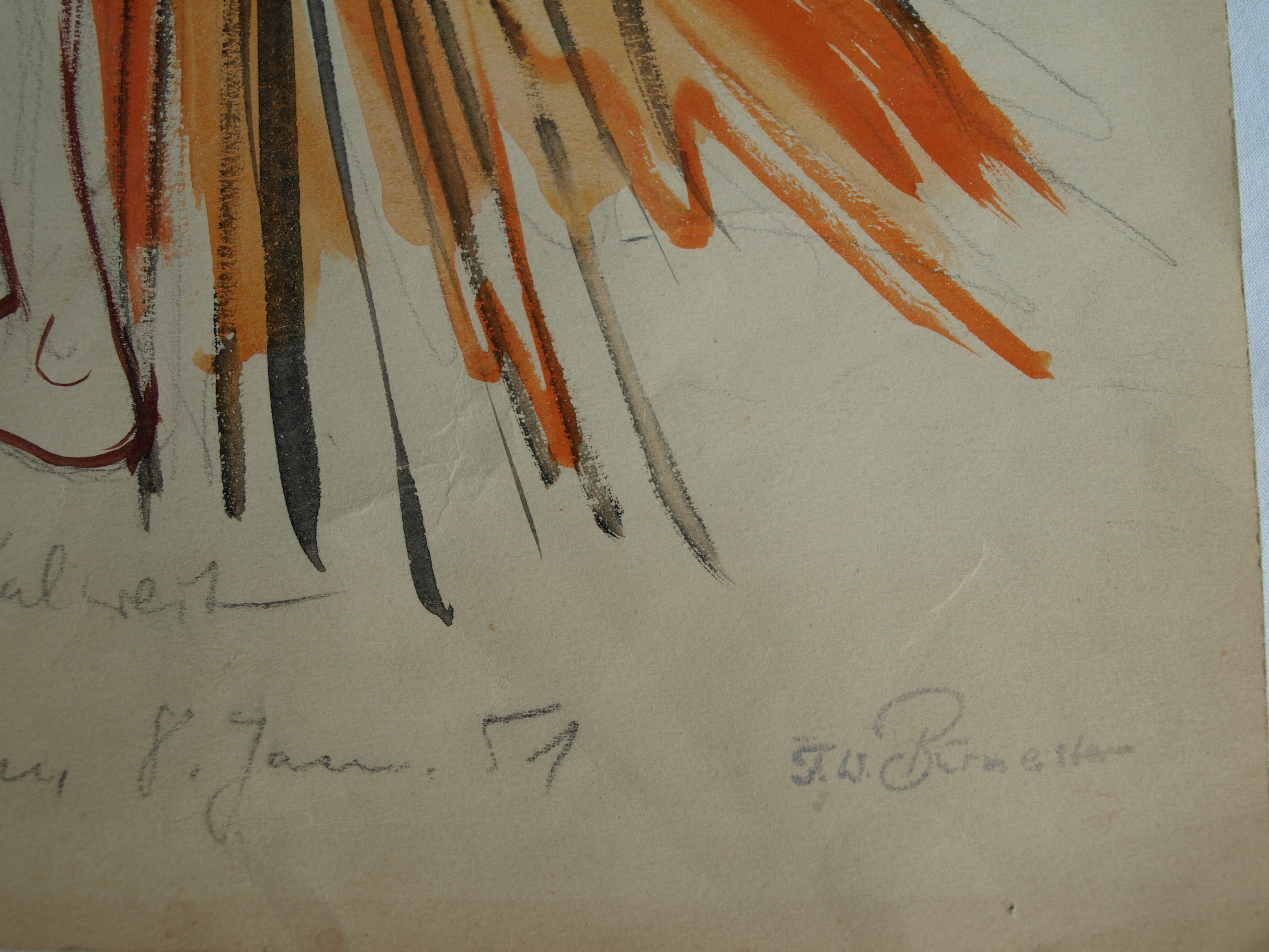 Niet of onleesbaar gesigneerd - Aquarel , Danseres – gesigneerd – 1951 kopen? Bied vanaf 1!