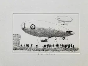 Herman Berserik - blad met twee etsen Zeppelin en Gestapelde hoeden, kopen? Bied vanaf 55!