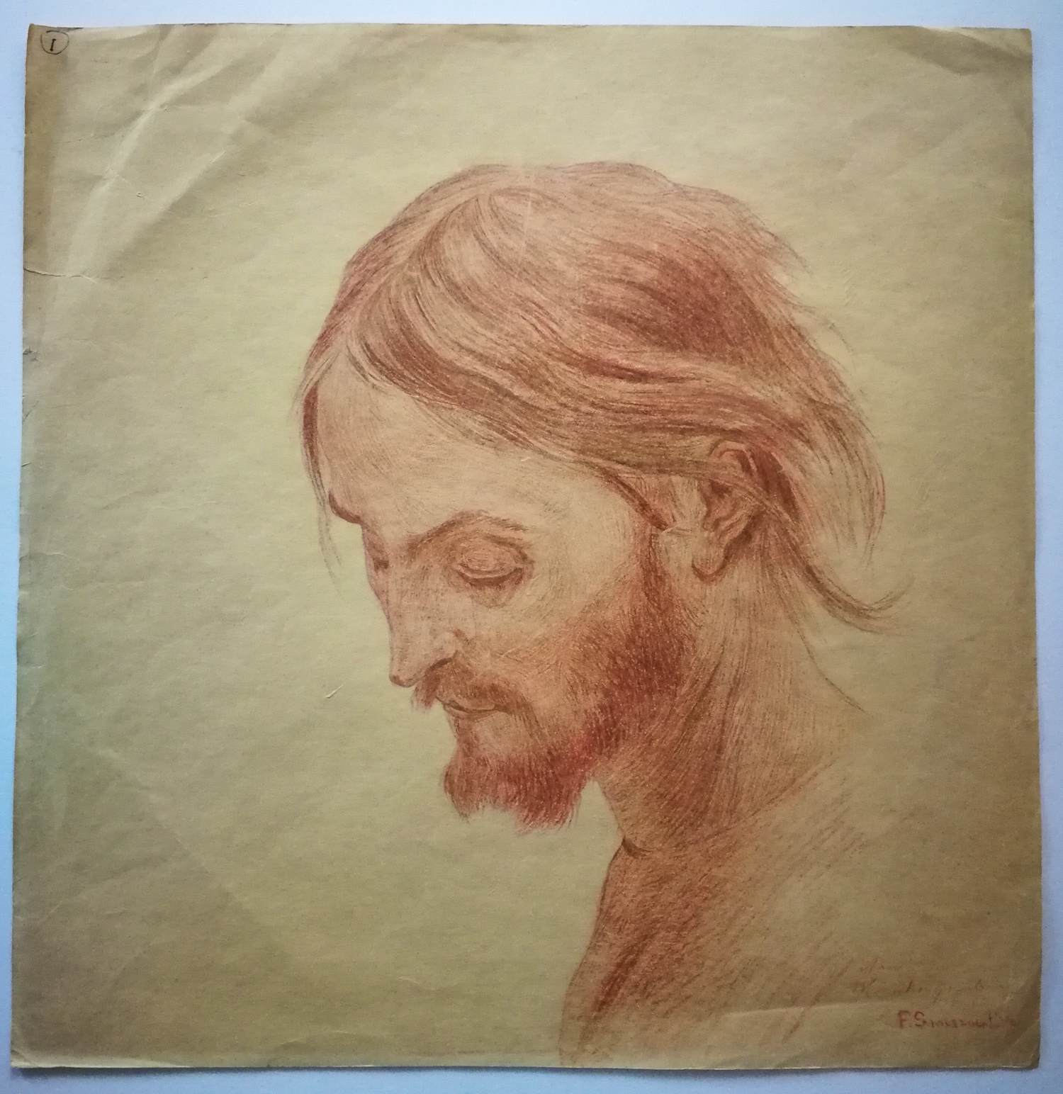 Frans Smissaert - Portret man. Roodkrijt. kopen? Bied vanaf 49!