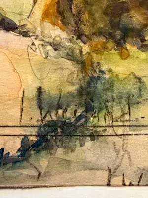 Jaap Weiland - Aquarel, Limburg, De weg naar Slenaken kopen? Bied vanaf 50!