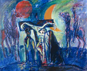 Willem Claassen - Acryl op doek, De Kus van Maria - Ingelijst kopen? Bied vanaf 1!