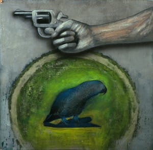 Jan Bollaert - Gemengde techniek op board, Good old Norwegian blue still alive kopen? Bied vanaf 50!