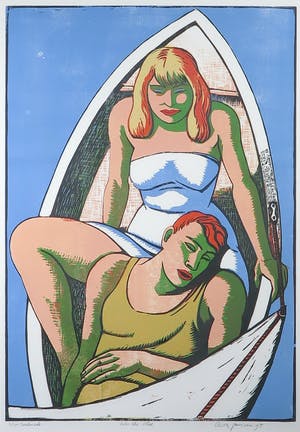 Leon Janssen - Houtsnede, Into the blue - Ingelijst kopen? Bied vanaf 80!