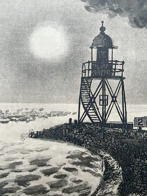 Herman Berserik - handgesigneerde ets | 'Op de pier' | 1961 kopen? Bied vanaf 80!