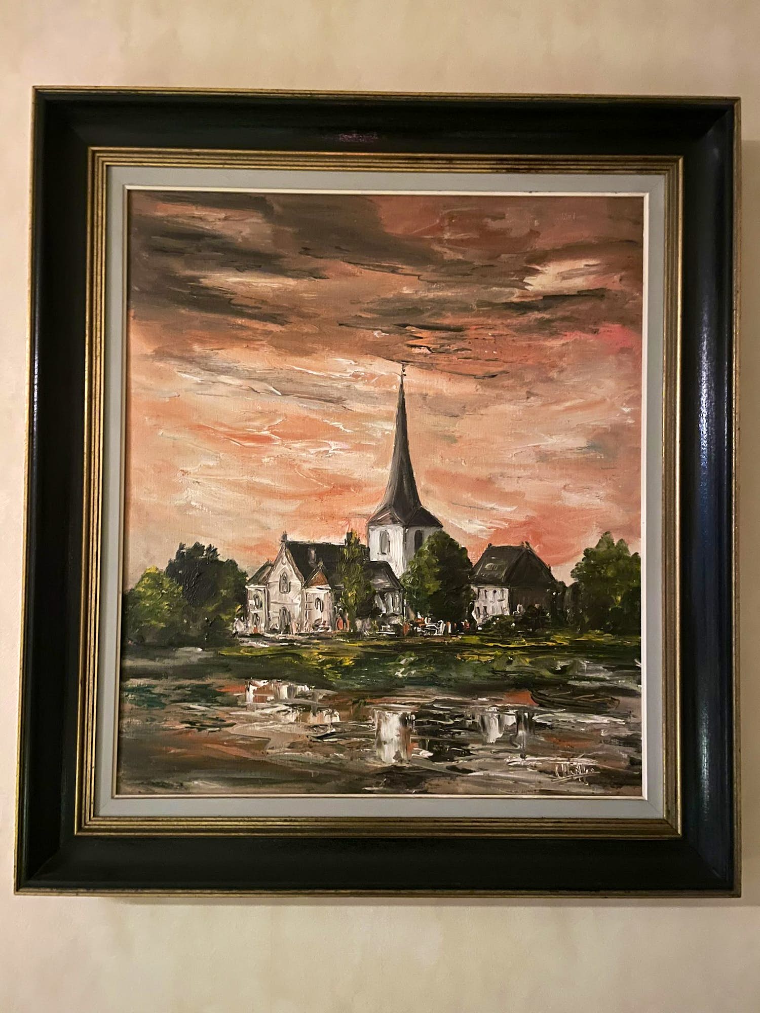 Lisette Heeffer - (1942 - 1998) - landschap met kerk kopen? Bied vanaf 150!
