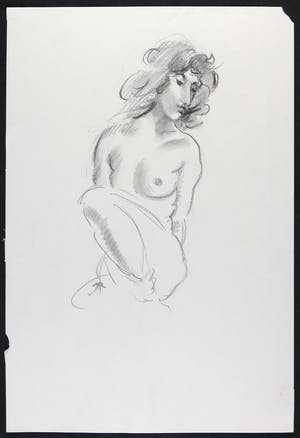 Jan Sluijters (jr.) - Krijttekening op papier, Zittend naakt kopen? Bied vanaf 1!