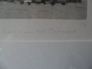 Wim Bettenhausen - Ingekleurde ets in preegdruk. Titel, "kermis aan het Malieveld". kopen? Bied vanaf 70!