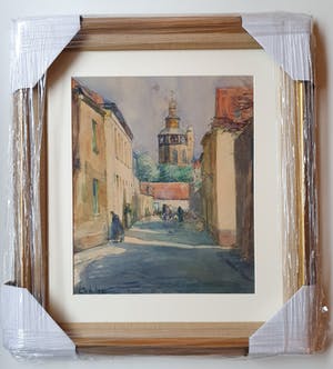 Leo Mechelaere - Straatbeeld in Brugge (in contemporaine luxe lijst) kopen? Bied vanaf 100!