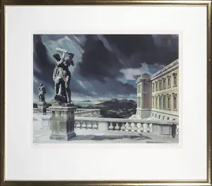 Carel Willink - Terras met Hercules, piëzografie (mooi ingelijst) kopen? Bied vanaf 295!