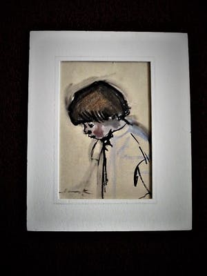 Hein Stork - Mooi verstild geschilderde Gouache "meisje met blos op de wangen" gesigneerd kopen? Bied vanaf 90!