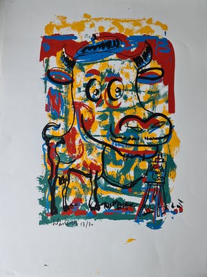 Peter Klashorst - Cow - gesigneerd - 30 ex. kopen? Bied vanaf 35!