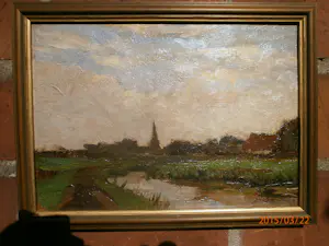 Jan Hendrik Weissenbruch - Polderlandschap met dorpsgezicht kopen? Bied vanaf 520!