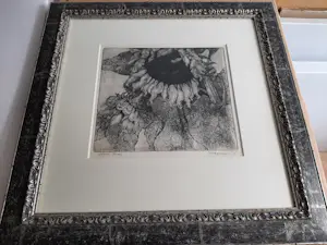 Ad Kooijmans - Ets, Zonnebloem. kopen? Bied vanaf 35!