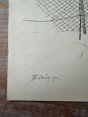 Herman Bieling - Tekening/studietekening Boom met voederhuisje, tekening verso kopen? Bied vanaf 40!