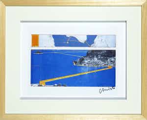 Christo - Offset, The Piers (inclusief stukje stof) - Ingelijst verkocht voor € 1!