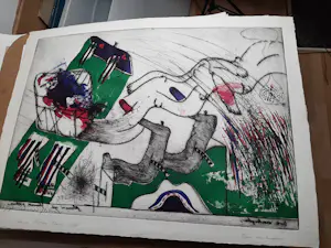 Hannes Postma - "Hors series" handgekleurde Ets -1966 - "twee armlengten" kopen? Bied vanaf 45!