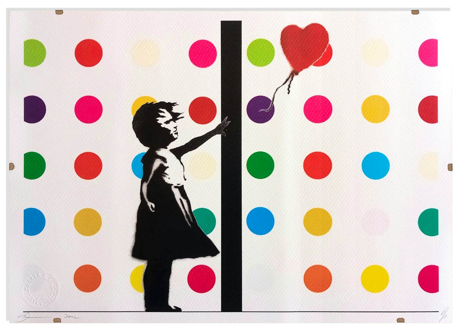 Death NYC - Banksy X Hirst – zeefdruk met lijst kopen? Bied vanaf 150!