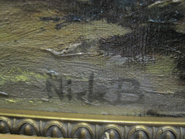 Niet of onleesbaar gesigneerd - oud olieverf "personen bij Limburgse hoeve" gesigneerd  kopen? Bied vanaf 1!