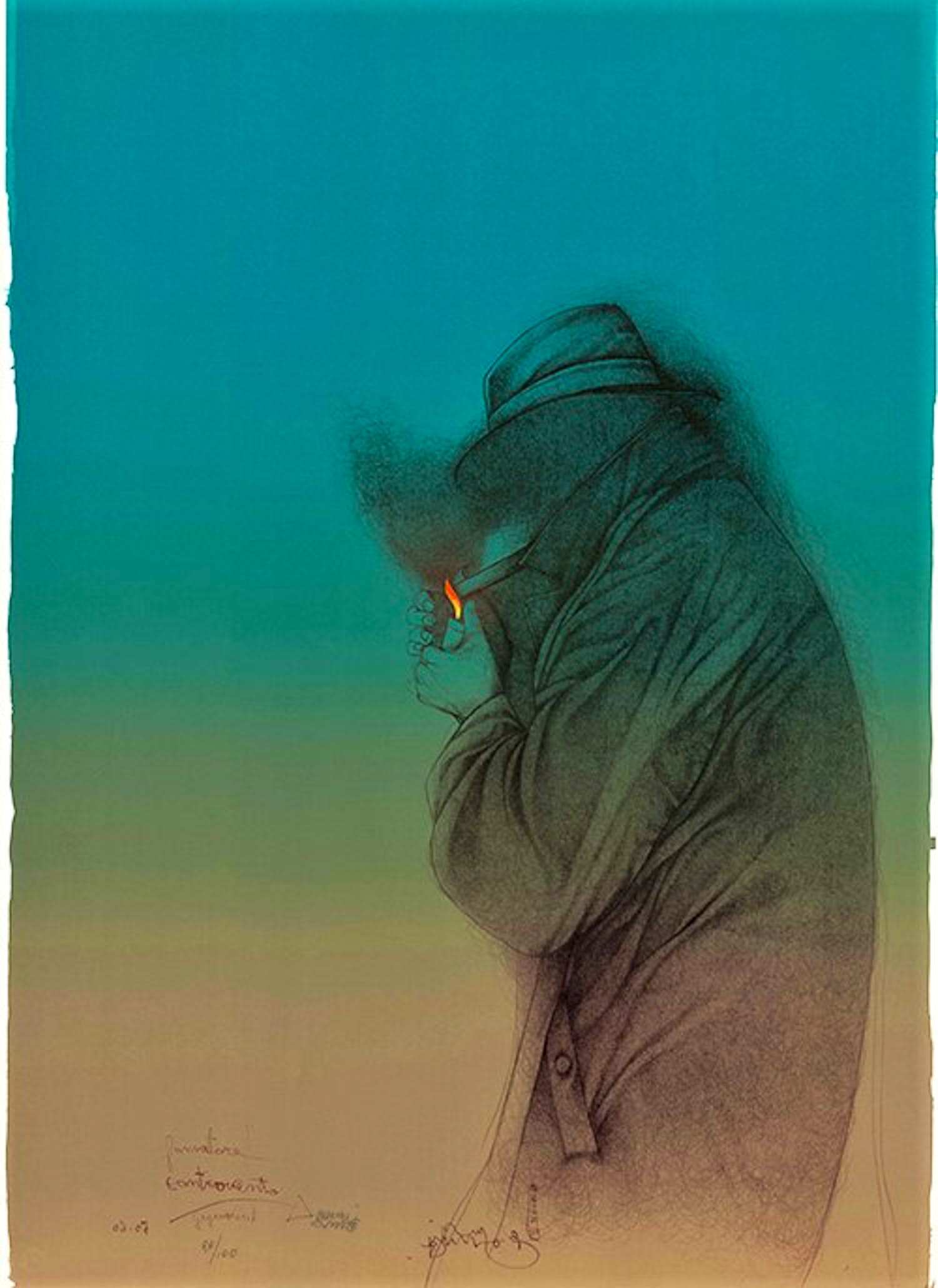 Bruno Bruni - Kleurenzeefdruk SOLITUDE II Handgesigneerd--GROOT verkocht voor € 125!