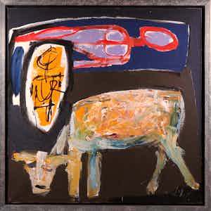 Martin van Wordragen - Olieverf op doek, Gouden kalf - Ingelijst (Groot) verkocht voor € 300!