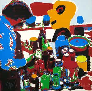 Karel Appel - Zeefdruk, Het Gele Hoofd verkocht voor € 1!