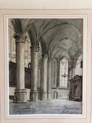 Clement Bezemer - interieur van kerk te Dordrecht kopen? Bied vanaf 35!