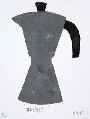 Klaas Gubbels - sjabloondruk: Bialetti - 2015 - oplage slechts 10 stuks verkocht voor € 295!