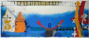 Theo Koster - Zeefdruk, Zonder titel (Liggend blauw) - Ingelijst (Zeer groot) kopen? Bied vanaf 40!