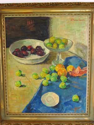 Etienne Caron - Stilleven met fruit. verkocht voor € 245!