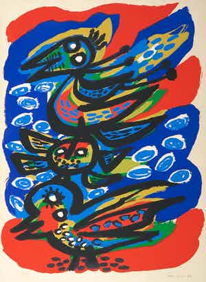 Anton Rooskens - Litho, Birds verkocht voor € 180!
