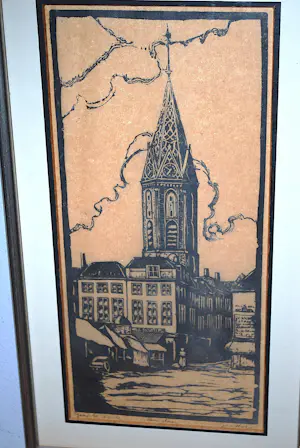Jac. de Beer - houtsnede: Grote Kerk Den Haag kopen? Bied vanaf 40!