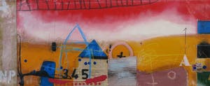 Theo Koster - Zeefdruk en collage, Liggend rood - Ingelijst (Groot) kopen? Bied vanaf 50!