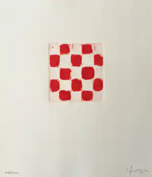 Buy JCJ VANDERHEYDEN - handgesigneerde ets - 'Red checkerboard' - 2011? Bid from 375!