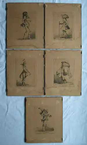 Philippe Jacques de Loutherbourg - 5 Spotprenten , ‘Caricatures of the English’ verkauft für € 80!
