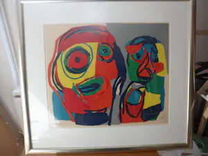 Karel Appel - Litho, Titel, "Deux Tetes ( twee hoofden )". kaufen? Bieten Sie von 625!
