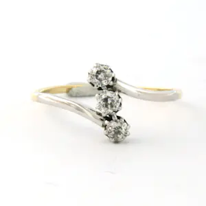 Acheter14k bicolor gouden slagring bezet met Bolsjewiek geslepen diamanten tot. 0,25ct? Enchérissez de 240!