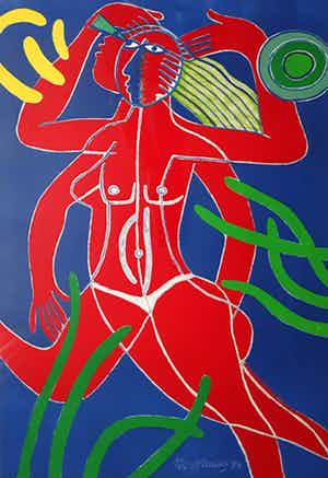 Corneille - Jeux de l’air et de l’eau, litho (mooi ingelijst, groot) verkocht voor € 395!