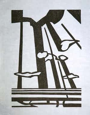 Paul Overhaus - Houtsnede op Japans papier, Zonder titel verkocht voor € 1!