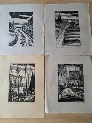 Andre van der Vossen - 4 houtsnede grafiek verkauft für € 113!
