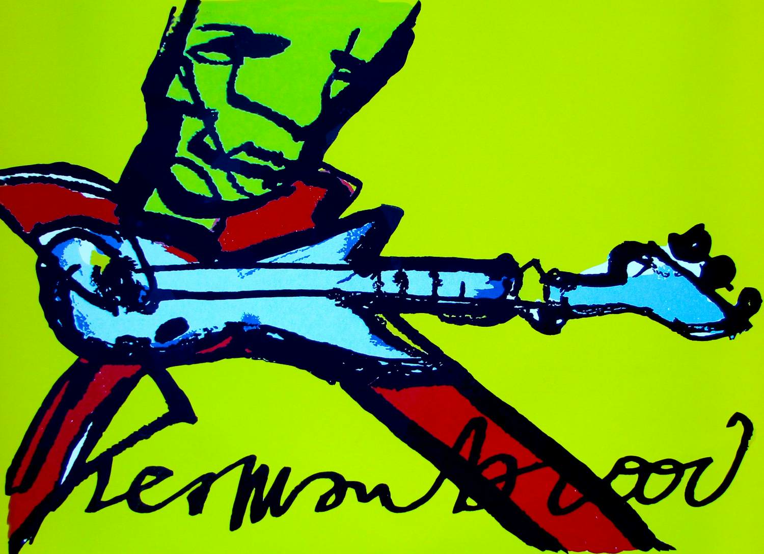 Herman Brood - Zeefdruk op linnen: Guitarman kopen? Bied vanaf 99!