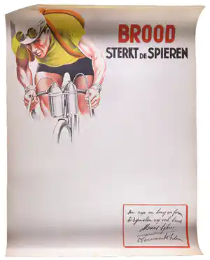 Niet of onleesbaar gesigneerd - Affiche, Brood sterkt de spieren verkocht voor € 1!