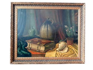 Tijmen Moll - 1890-1975 Stilleven met schelp en een boek, Olieverf op doek kopen? Bied vanaf 50!