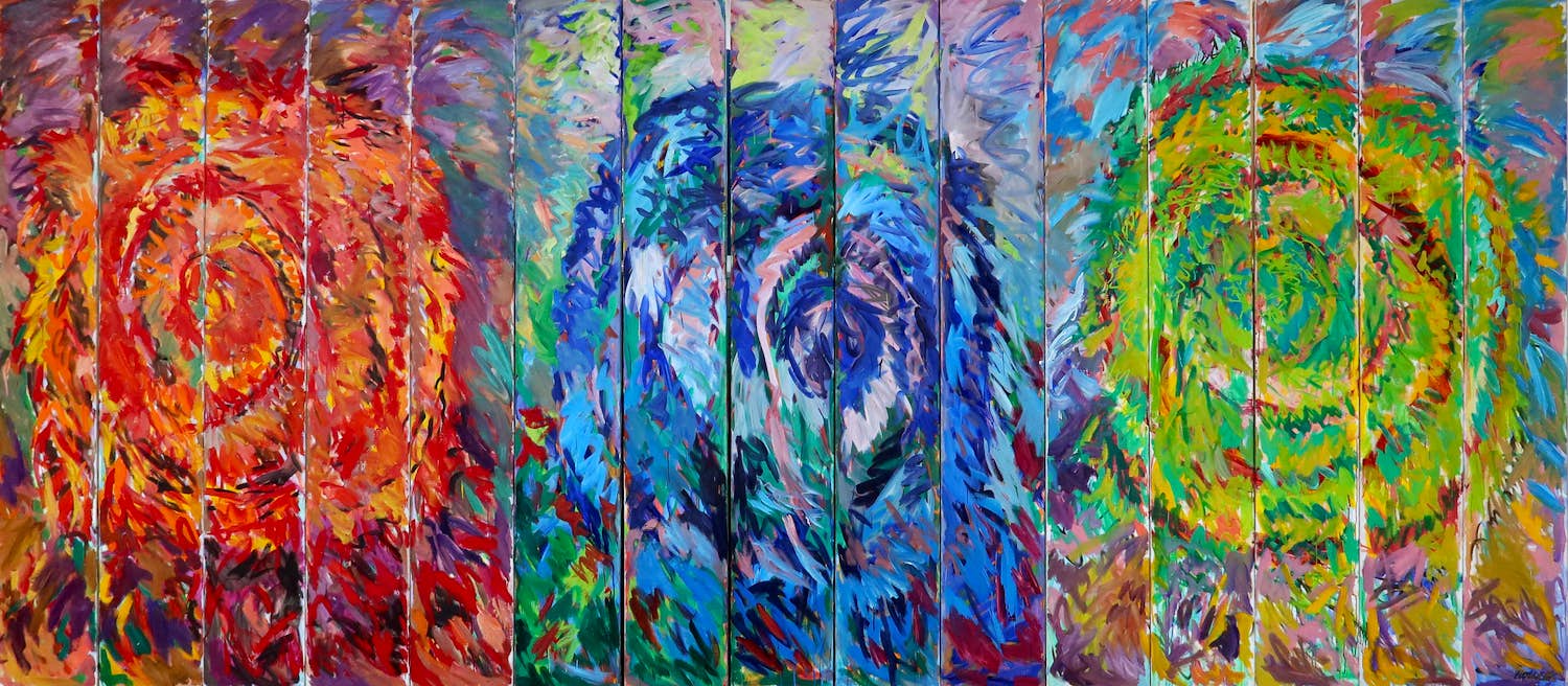 Frans Houkes - Olieverf op doek, Drie hooibalen (15-LUIK!) (Zeer Groot) kopen? Bied vanaf 300!