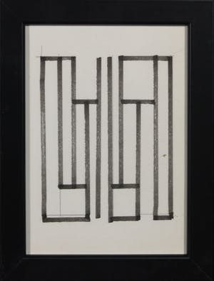 Siep van den Berg - Lot van twee pentekeningen, Abstracte compositie - Ingelijst kopen? Bied vanaf 1!