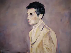 Niet of onleesbaar gesigneerd - Groot Duits? expressionistisch schilderij "man op bank" gesigneerd kopen? Bied vanaf 1!